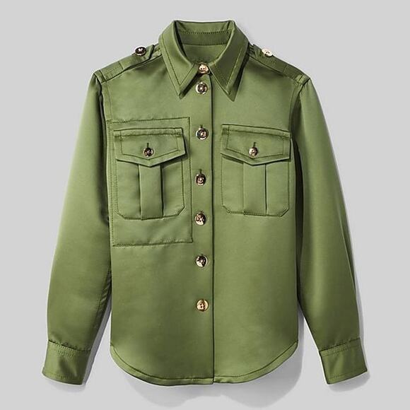 Marc Jacobs Green Satin Button Front | The Military Shirt - Picture 1 of 7